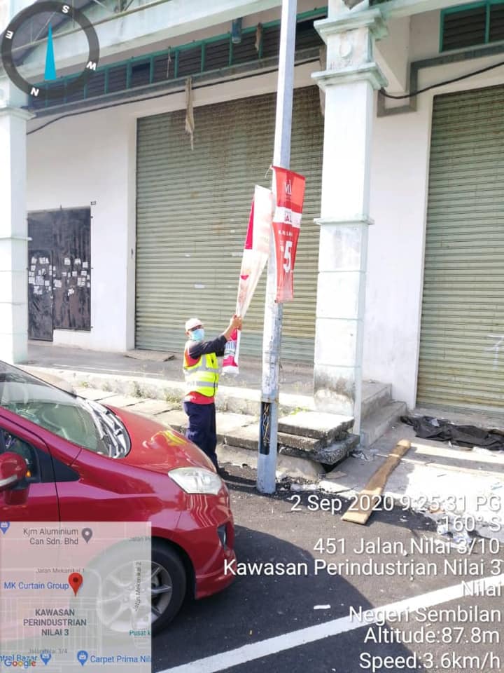 KERJA-KERJA MENURUNKAN POSTER, BUNTING, BANNER HARAM & TAMAT TEMPOH