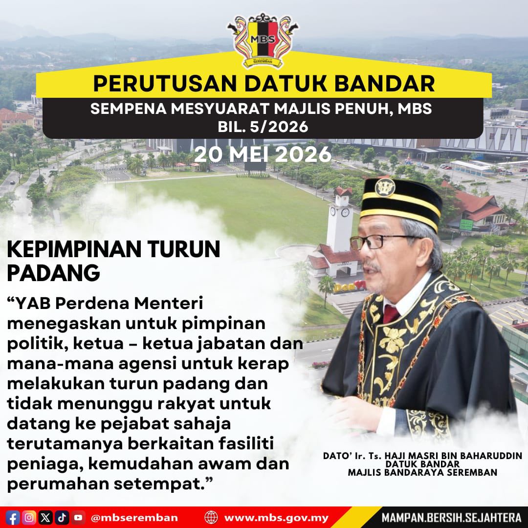 INTIPATI UCAPAN PERUTUSAN DATUK BANDAR, MAJLIS BANDARAYA SEREMBAN SEMASA MESYUARAT MAJLIS PENUH BIL.5/2026