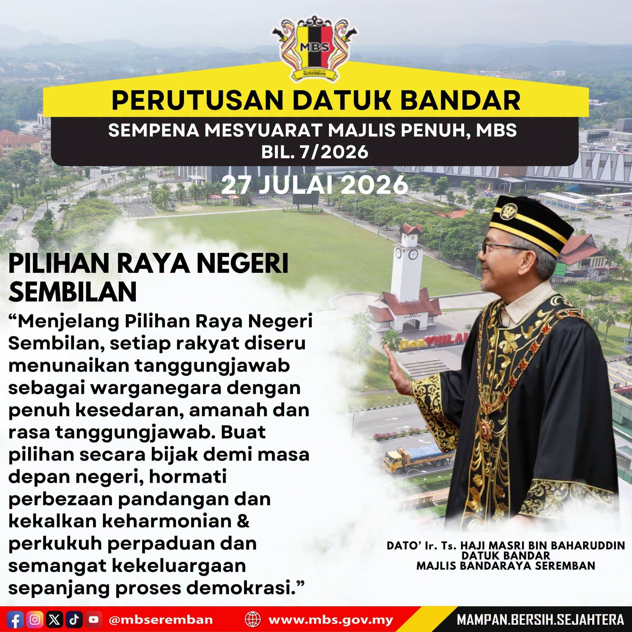 INTIPATI PERUTUSAN YBHG. DATUK BANDAR SEMASA MESYUARAT MAJLIS PENUH BIL.7/2026
