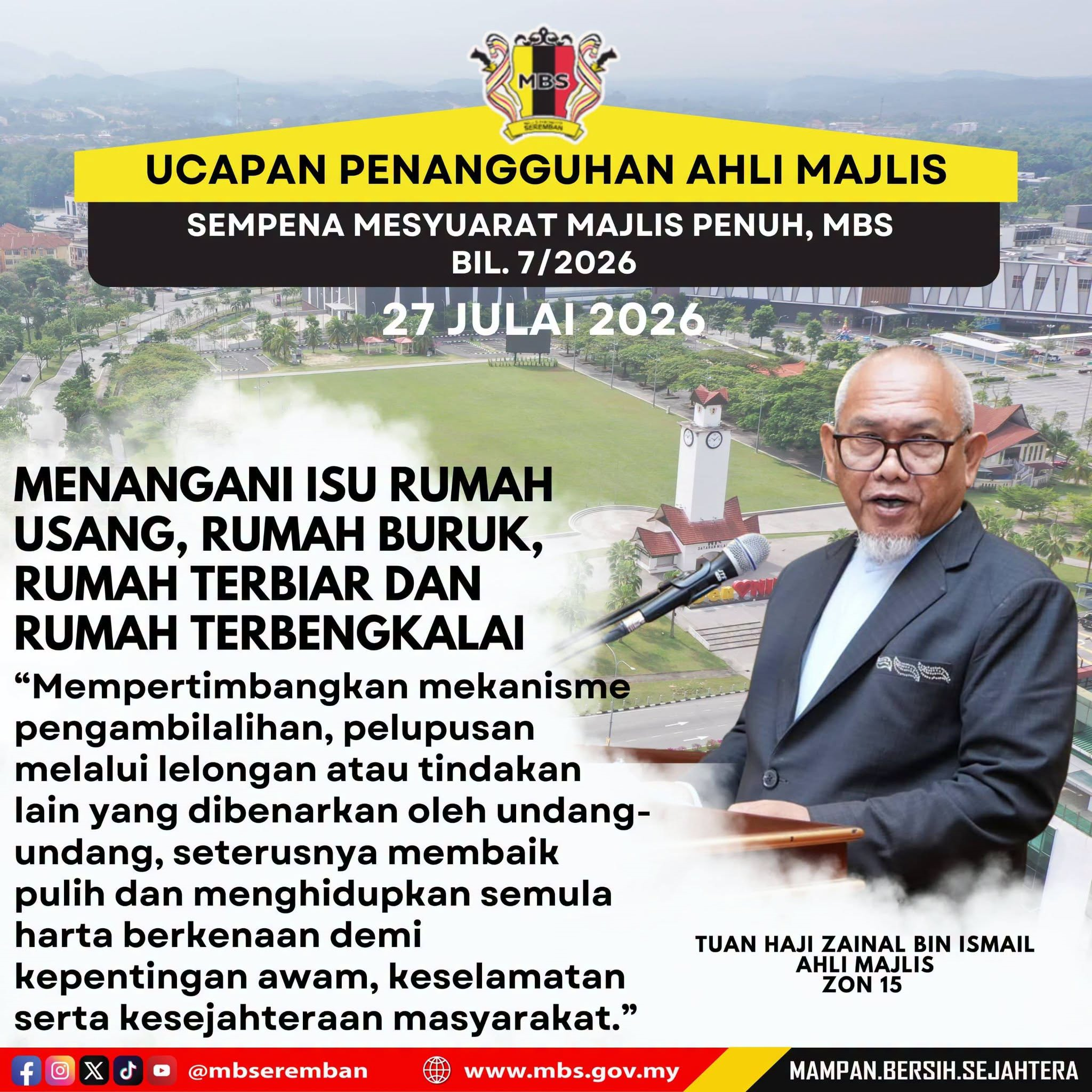 INTIPATI UCAPAN PENANGGUHAN AHLI MAJLIS, MAJLIS BANDARAYA SEREMBAN SEMASA MESYUARAT MAJLIS PENUH BIL.7/2026