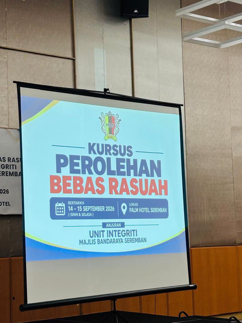 KURSUS PEROLEHAN BEBAS RASUAH (14 & 15 SEPTEMBER 2026)