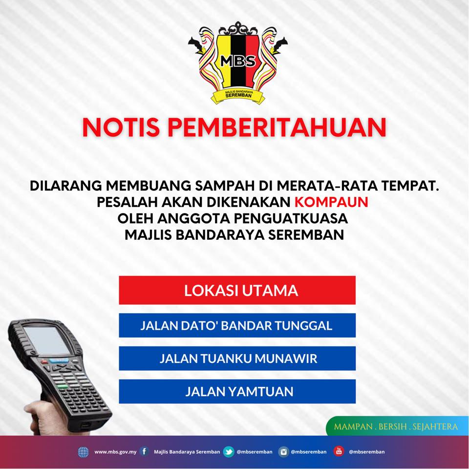 NOTIS KOMPAUN MEMBUANG SAMPAH MERATA - RATA