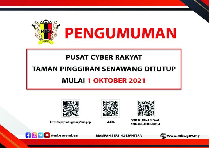 PUSAT CYBER RAKYAT TAMAN PINGGIRAN SENAWANG DITUTUP