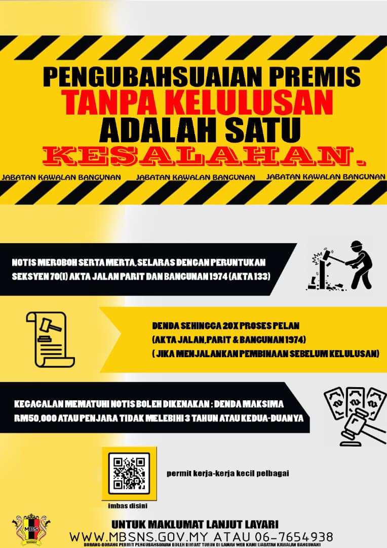 PENGUBAHSUAIAN PREMIS TANPA KELULUSAN ADALAH SATU KESALAHAN