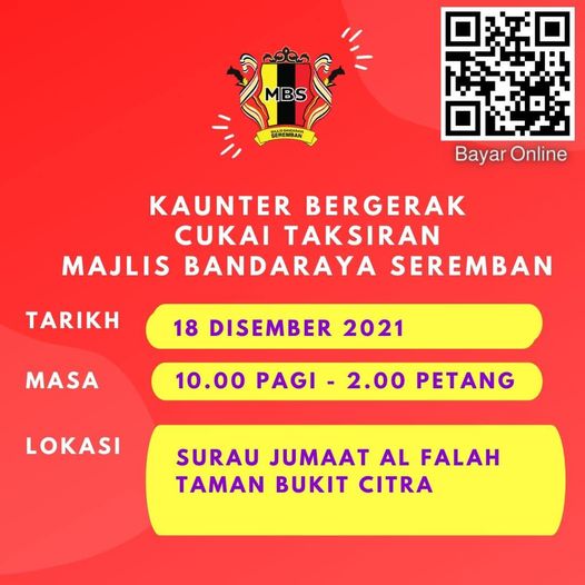 KAUNTER BERGERAK CUKAI TAKSIRAN MBS DI SURAU JUMAAT AL FALAH TAMAN BUKIT CITRA