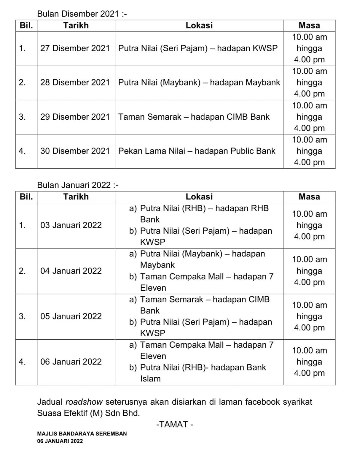 TEMPAT LETAK KERETA DI KAWASAN NILAI MAJLIS BANDARAYA SEREMBAN