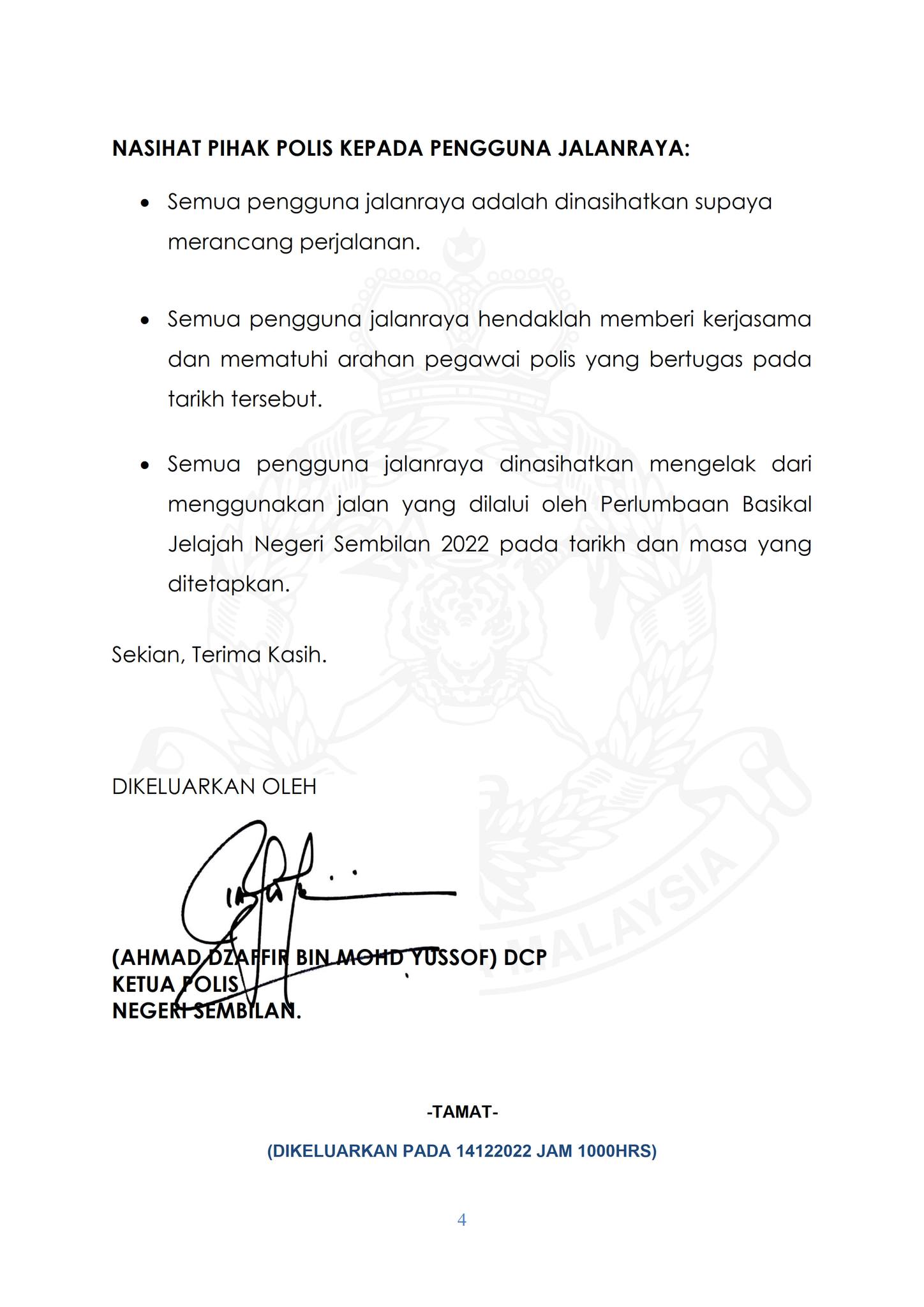 PENUTUPAN JALAN SECARA BERPERINGKAT