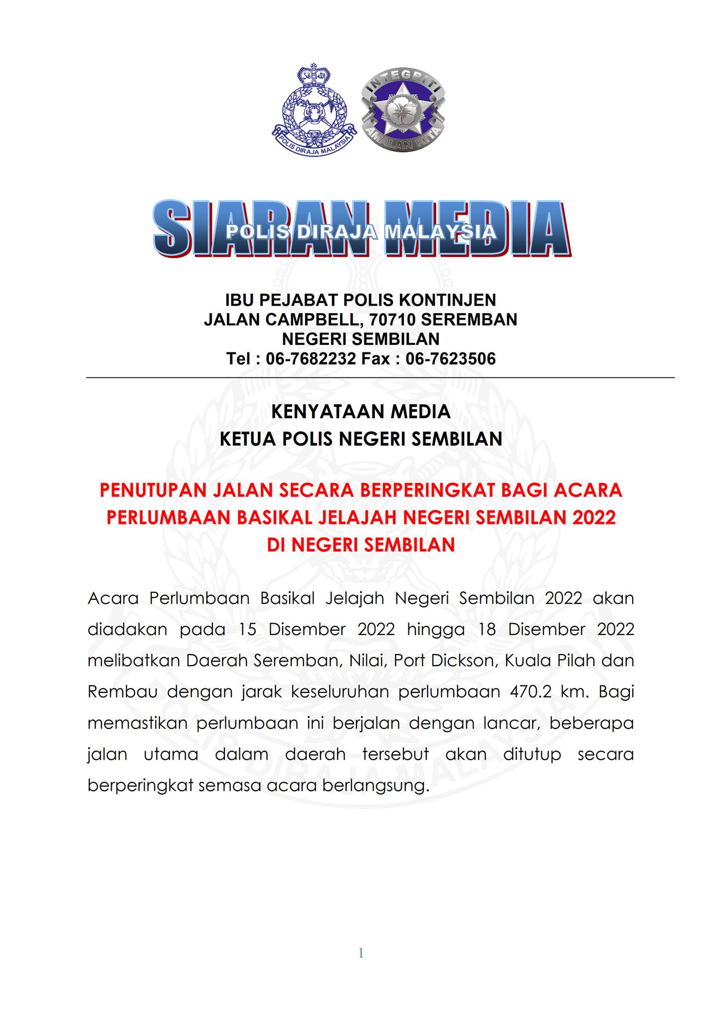 PENUTUPAN JALAN SECARA BERPERINGKAT