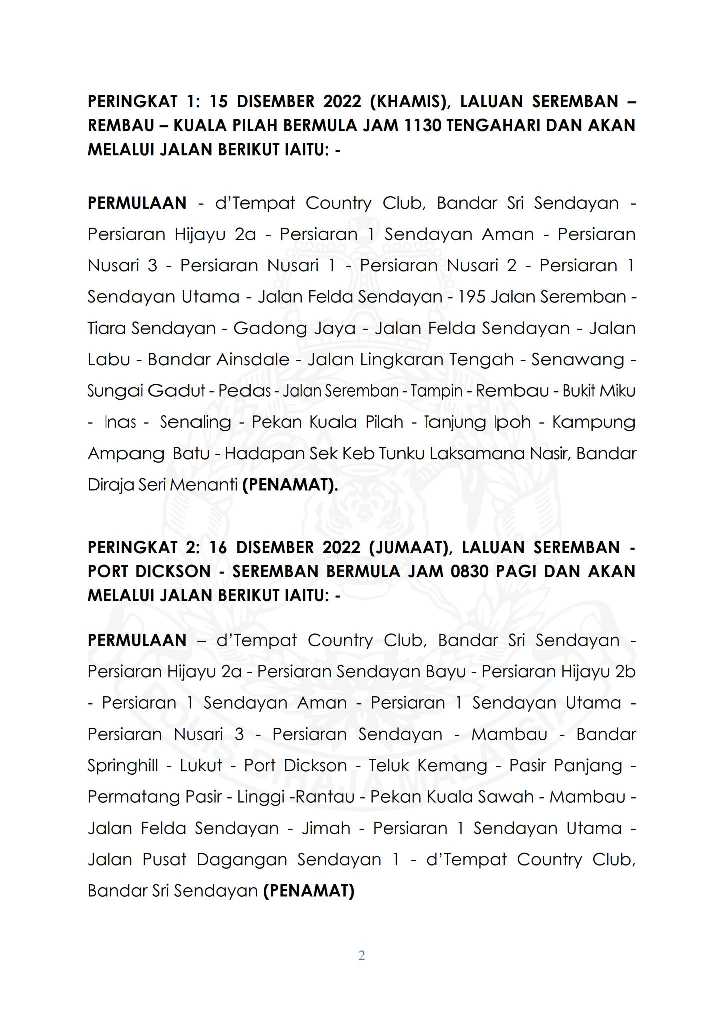 PENUTUPAN JALAN SECARA BERPERINGKAT