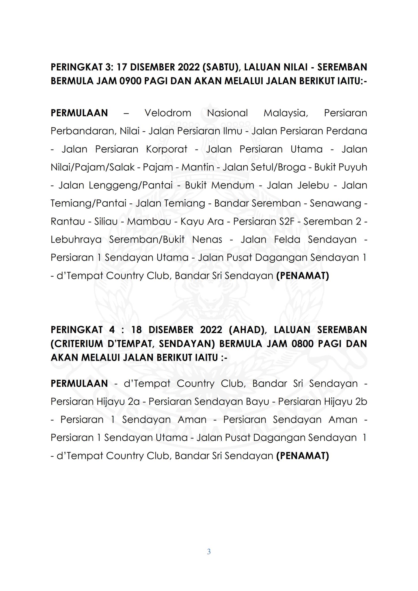 PENUTUPAN JALAN SECARA BERPERINGKAT