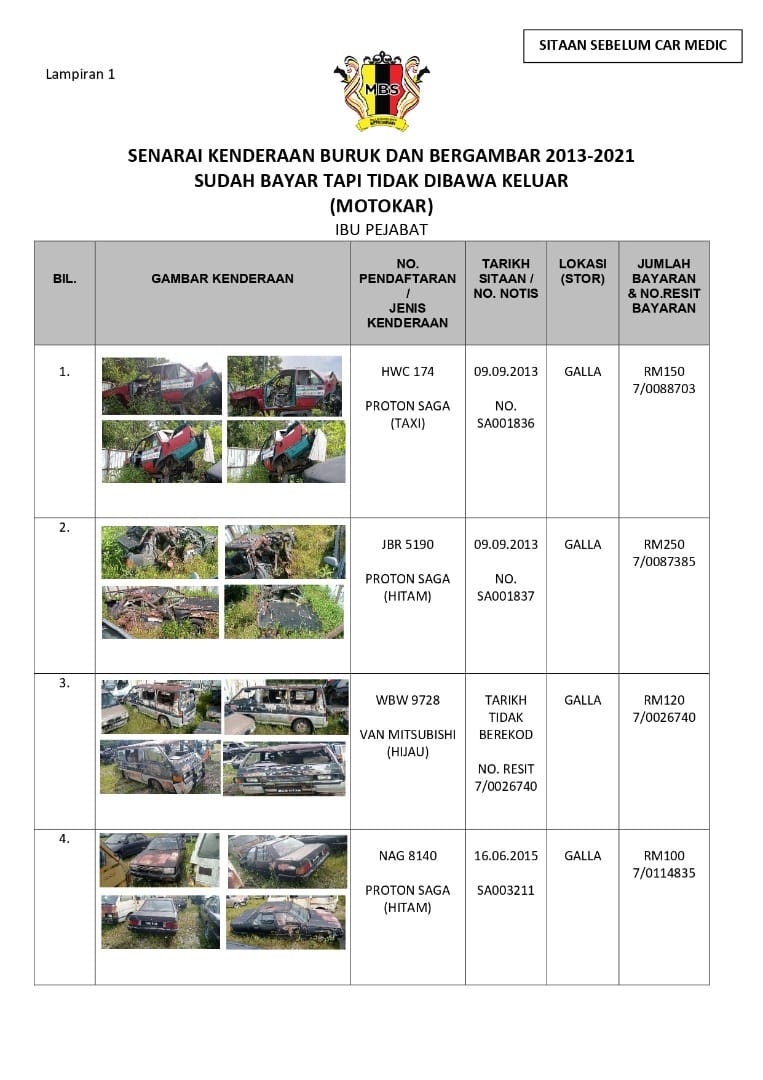 NOTIS PEMBERITAHUAN TUNTUTAN SITAAN KENDERAAN YANG TELAH DIBAYAR OLEH PEMILIK. DIMOHON PEMILIK UNTUK MENUNTUT KENDERAAN TERBABIT