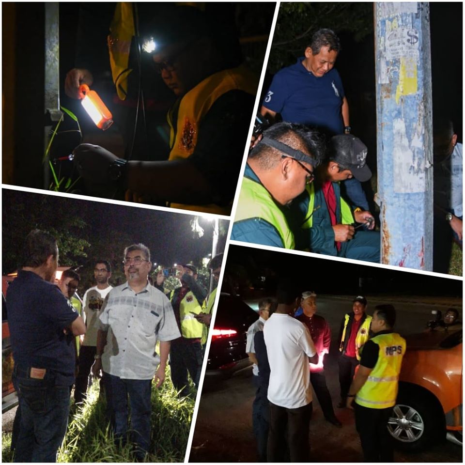 YAB Menteri Besar dan YBhg Datuk Bandar melakukan pemeriksaan mengejut terhadap keadaan lampu jalan di sekitar Seremban