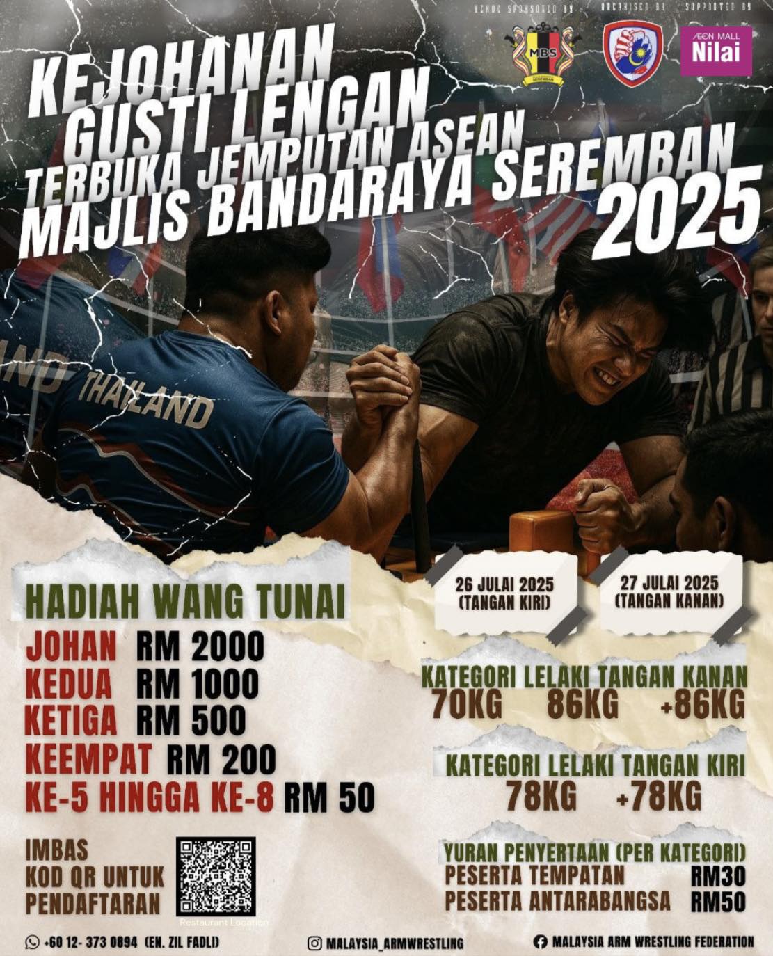 KEJOHANAN GUSTI LENGAN TERBUKA JEMPUTAN ASEAN MAJLIS BANDARAYA SEREMBAN 2025