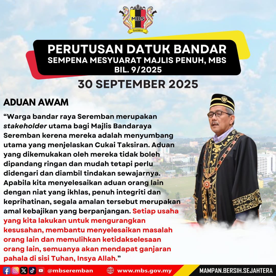 PERUTUSAN DATUK BANDAR SEMPENA MESYUARAT MAJLIS PENUH, MBS BIL 9/2025