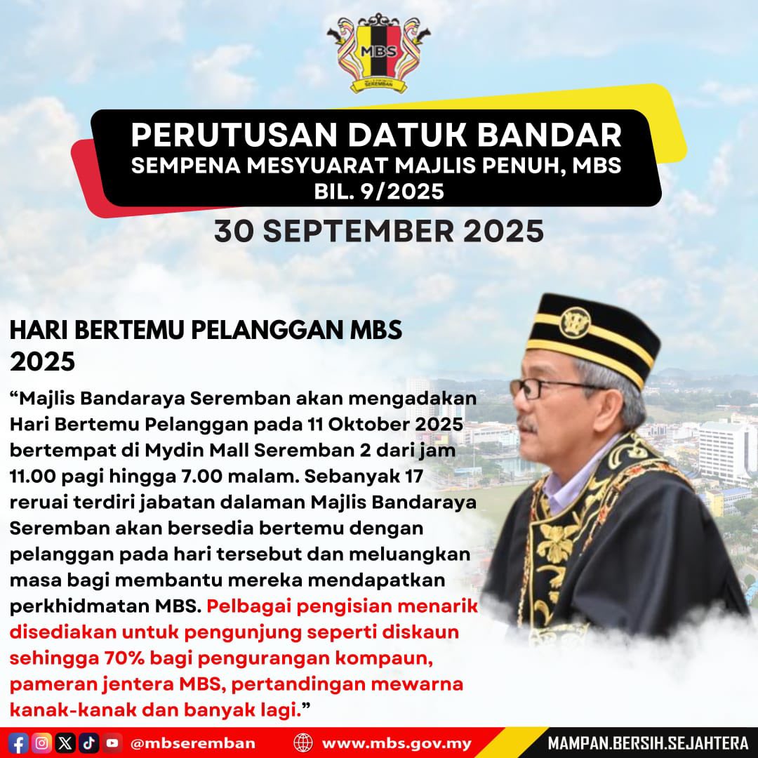 PERUTUSAN DATUK BANDAR SEMPENA MESYUARAT MAJLIS PENUH, MBS BIL 9/2025