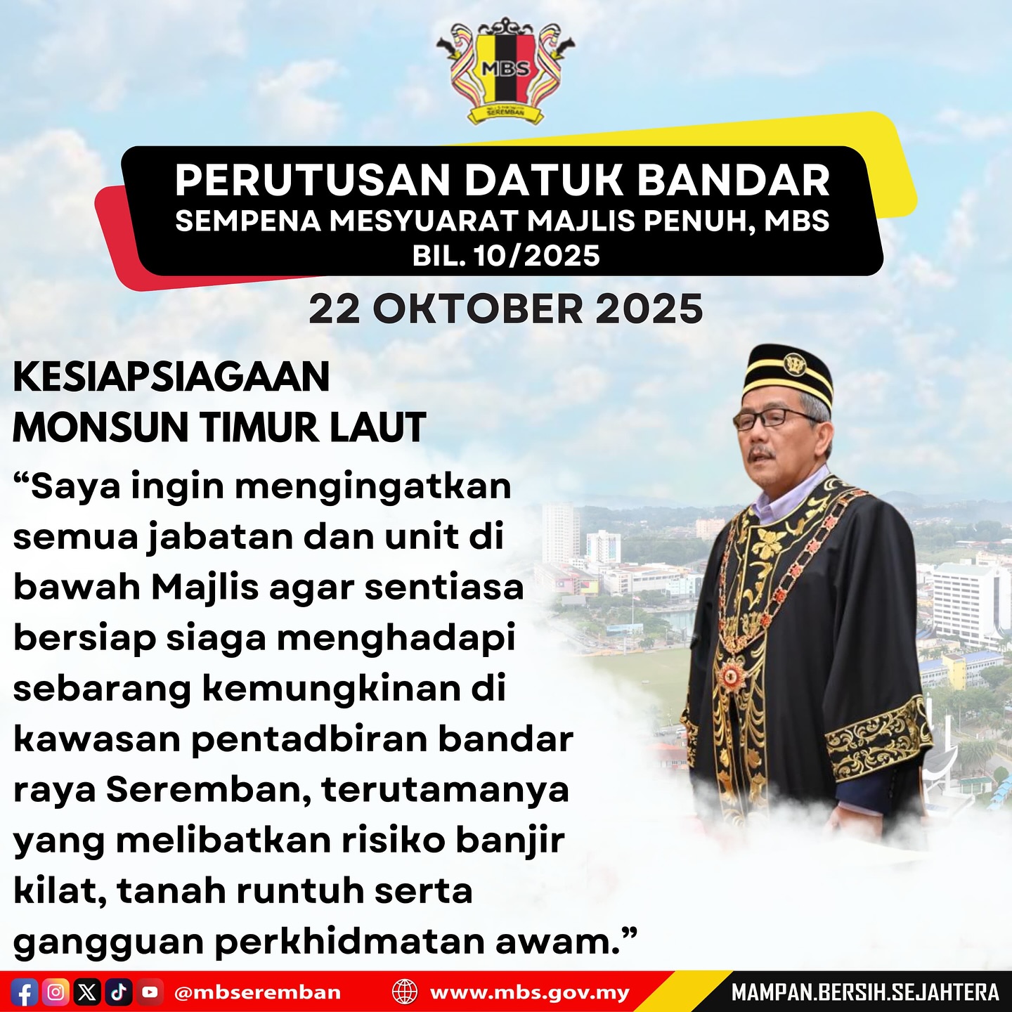 PERUTUSAN DATUK BANDAR SEMPENA MESYUARAT MAJLIS PENUH BIL. 10/2025