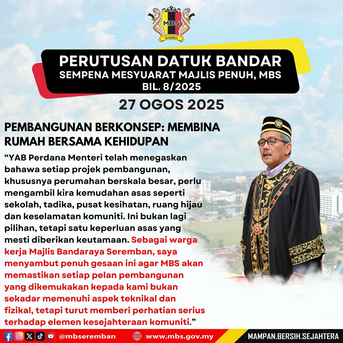 PERUTUSAN DATUK BANDAR SEMPENA MESYUARAT MAJLIS PENUH, MBS BIL 8/2025