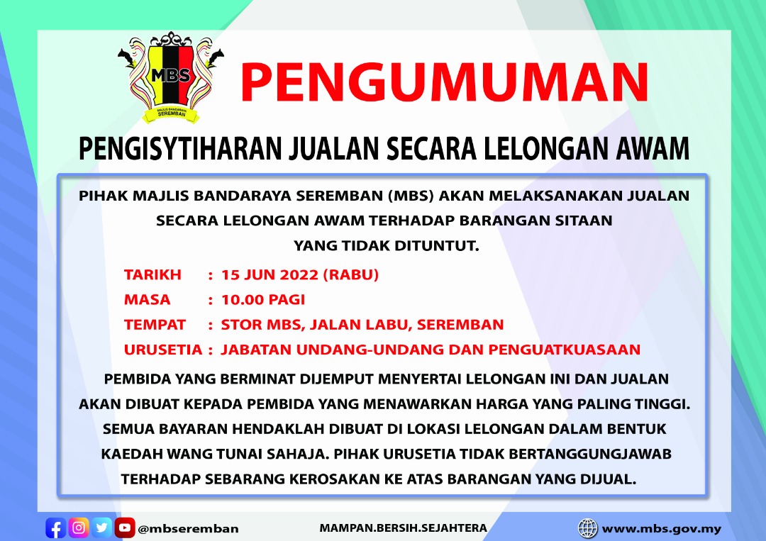 PENGISYTIHARAN JUALAN SECARA LELONGAN AWAM