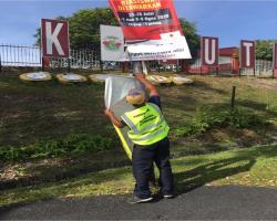KERJA-KERJA MENURUNKAN POSTER, BUNTING, BANNER HARAM & TAMAT TEMPOH