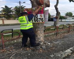 KERJA-KERJA MENURUNKAN POSTER, BUNTING, BANNER HARAM & TAMAT TEMPOH