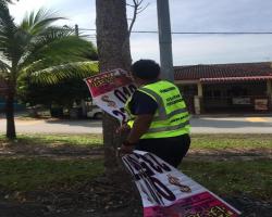 KERJA-KERJA MENURUNKAN POSTER, BUNTING, BANNER HARAM & TAMAT TEMPOH