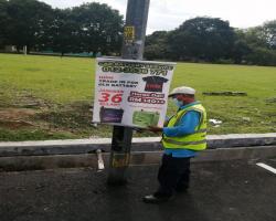 KERJA-KERJA MEMBUKA PAPAN IKLAN/BUNTING/BANNER HARAM