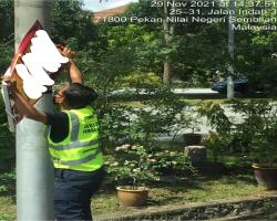 KERJA-KERJA MEMBUKA PAPAN IKLAN/BUNTING/BANNER HARAM 