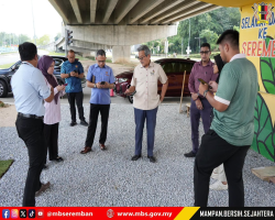 DATUK BANDAR TURUN TINJAU KERJA-KERJA NAIKTARAF LANDSKAP (LUKISAN MURAL) SERTA KERJA-KERJA BERKAITAN DI FLYOVER LINGKARAN TENGAH SEREMBAN